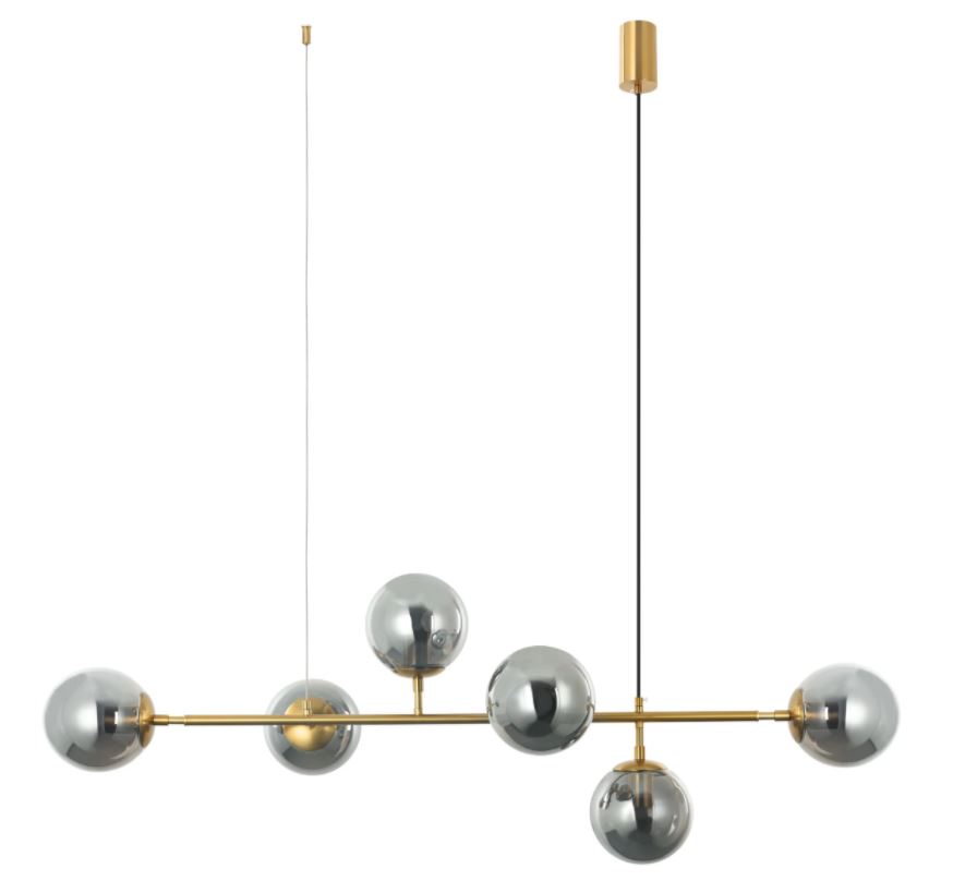 Iris 6 Light Smokey Shades Linear Pendant Light