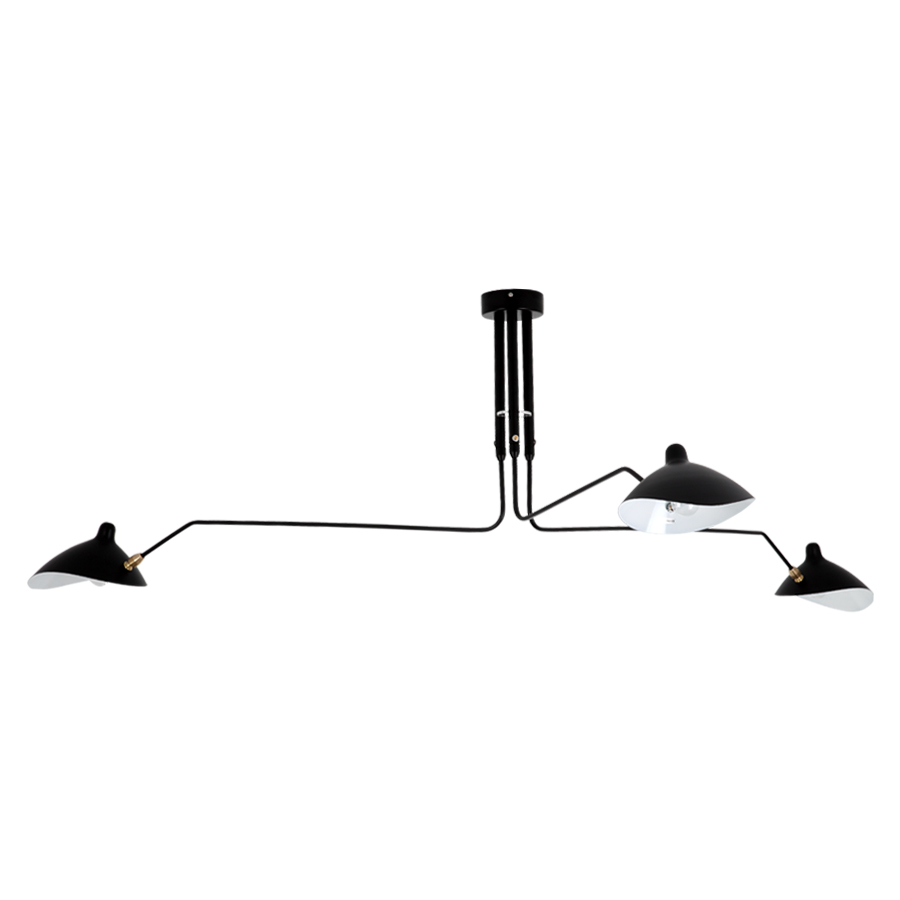 Three Arm Matt Black Nordic Plafond Lamp