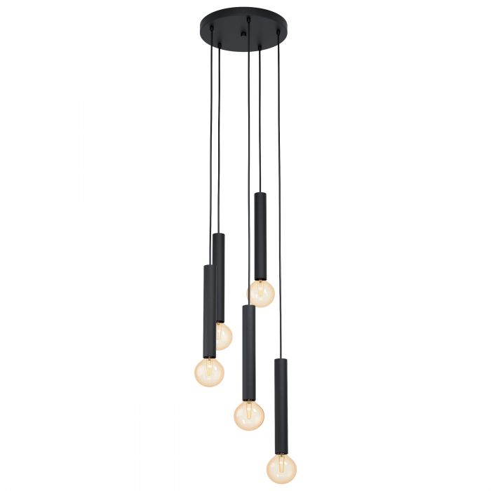 Cortenova 5 Light Black Pipe Cluster Pendant Light