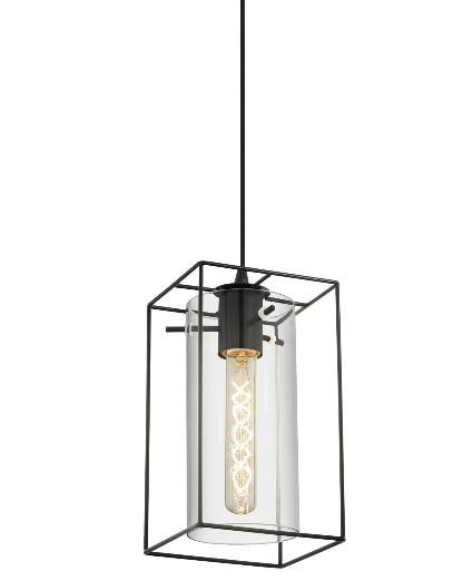 Loncino Black and Smoke Glass Cage Pendant Light