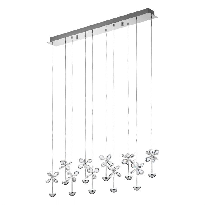 Pianopoli Chrome 10 Light Crystal Linear Pendant Light
