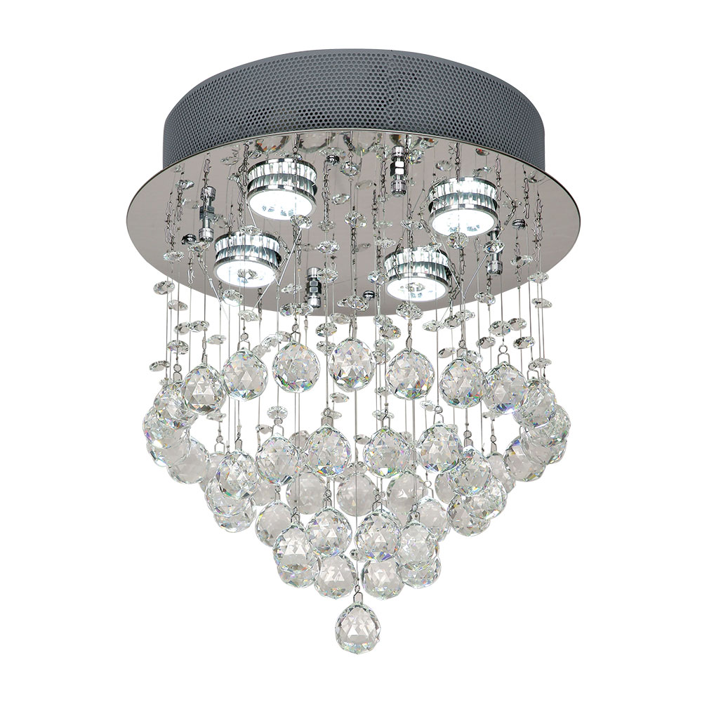 Seraphina 4 Light Chrome Crystal Close To Ceiling Light