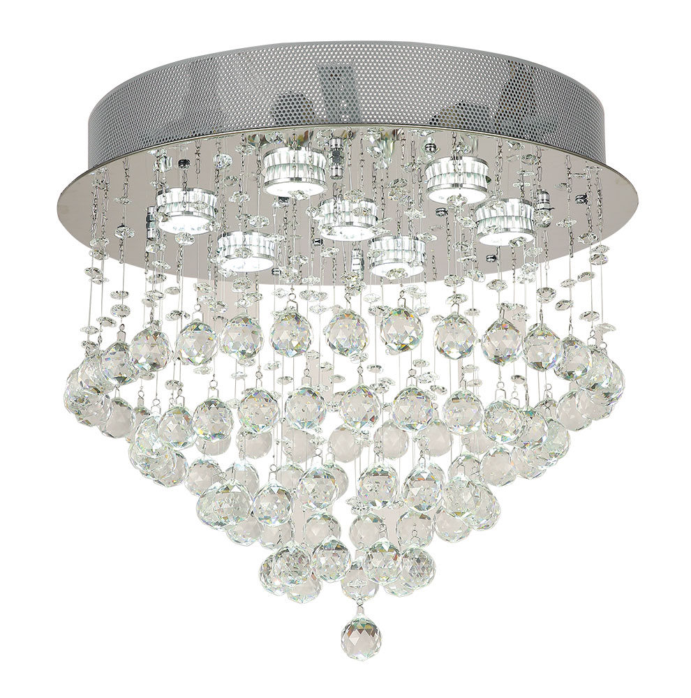 Seraphina 7 Light Chrome Crystal Close To Ceiling Light