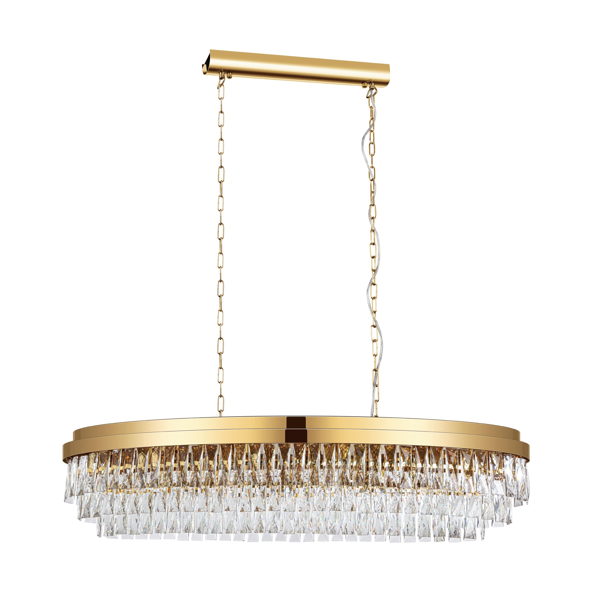 Valparaiso 13 Light Linear Gold Crystal Pendant Chandelier