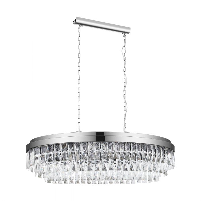 Valparaiso 10 Light Linear Chrome Crystal Pendant Chandelier
