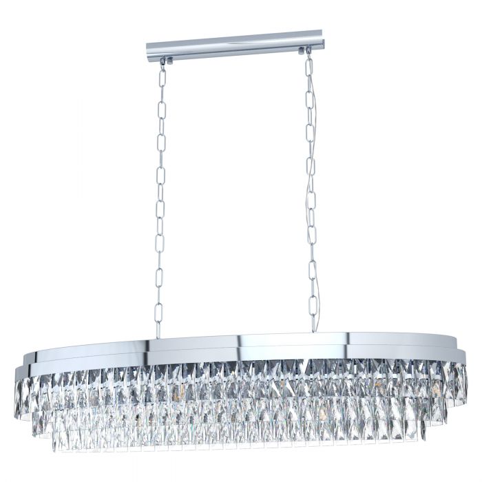 Valparaiso 13 Light Linear Chrome Crystal Pendant Chandelier