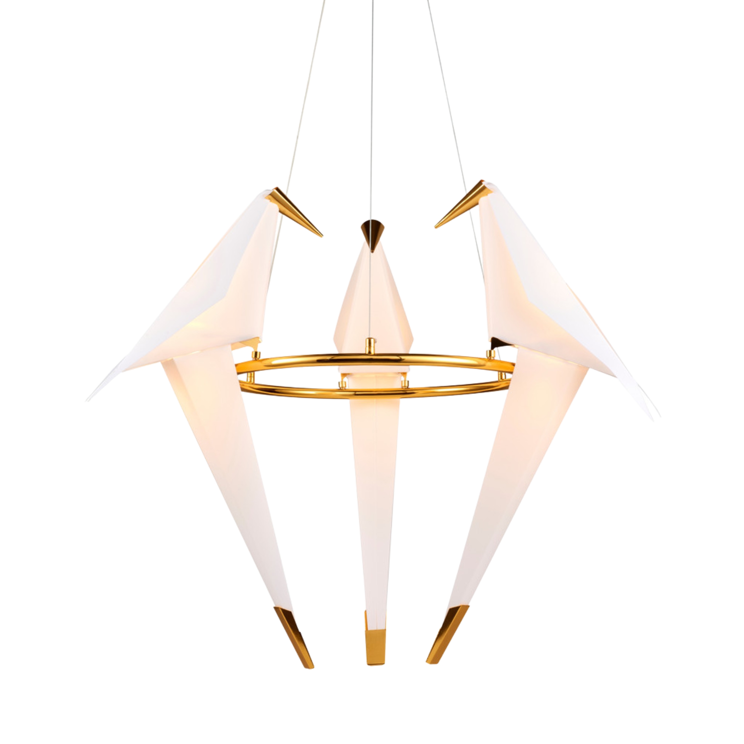 Three Birds White Gold Round Pendant Light