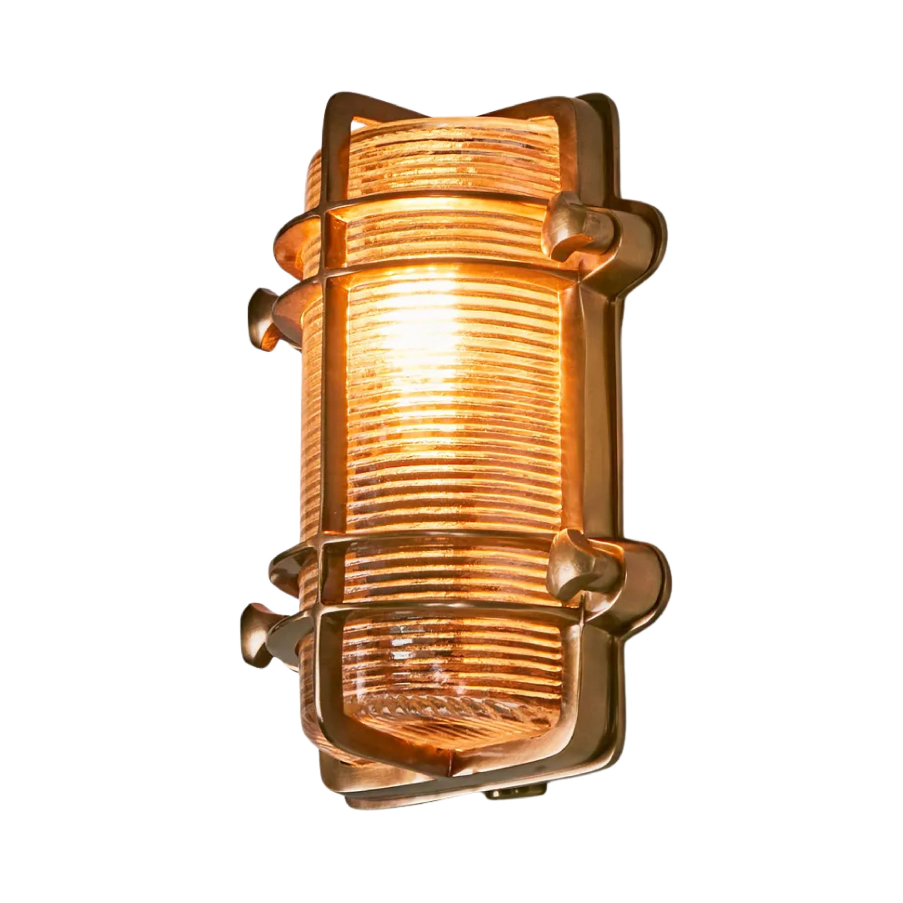 Harvey Antique Brass Glass Outdoor Wall Light