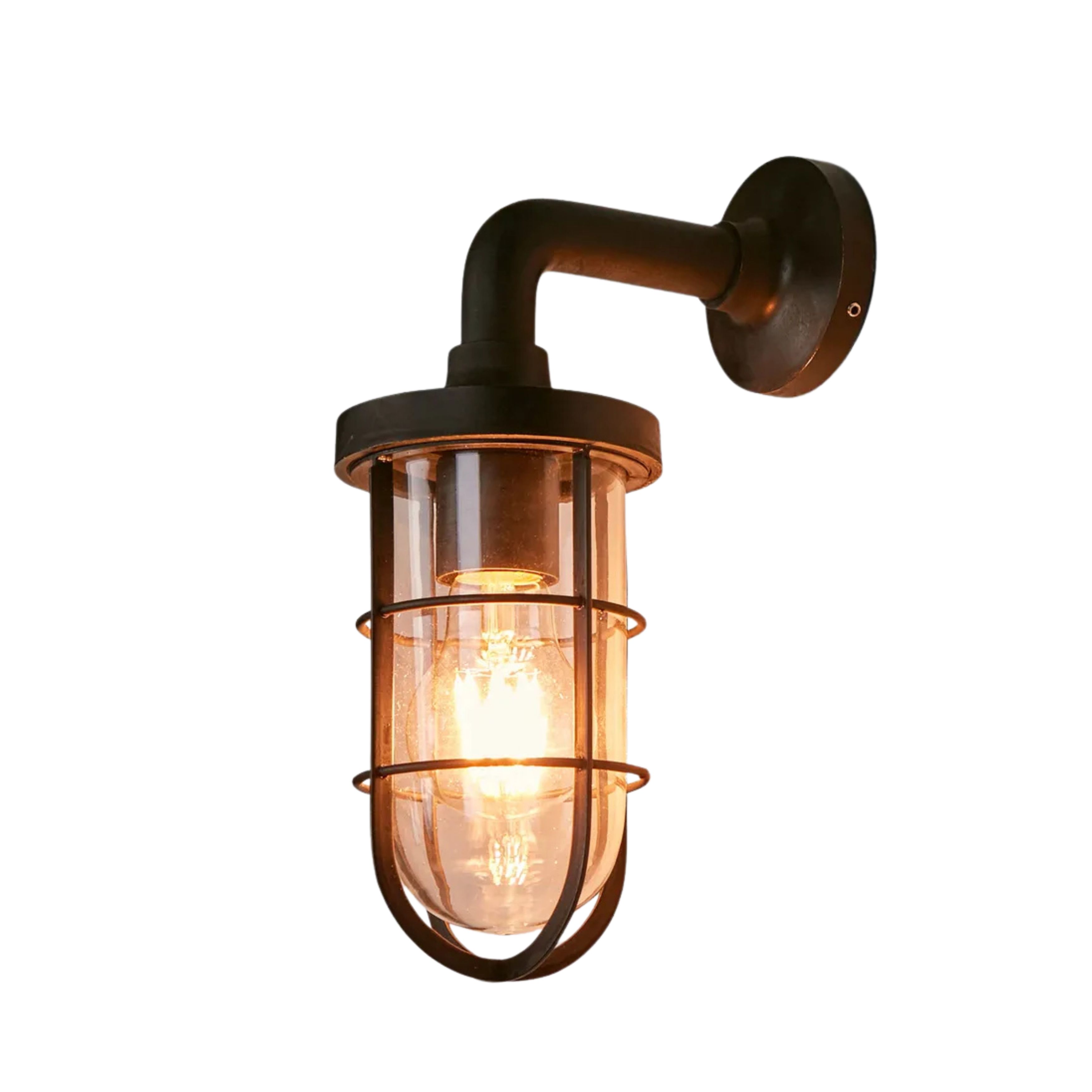 Vanguard Black Glass Outdoor Wall Light