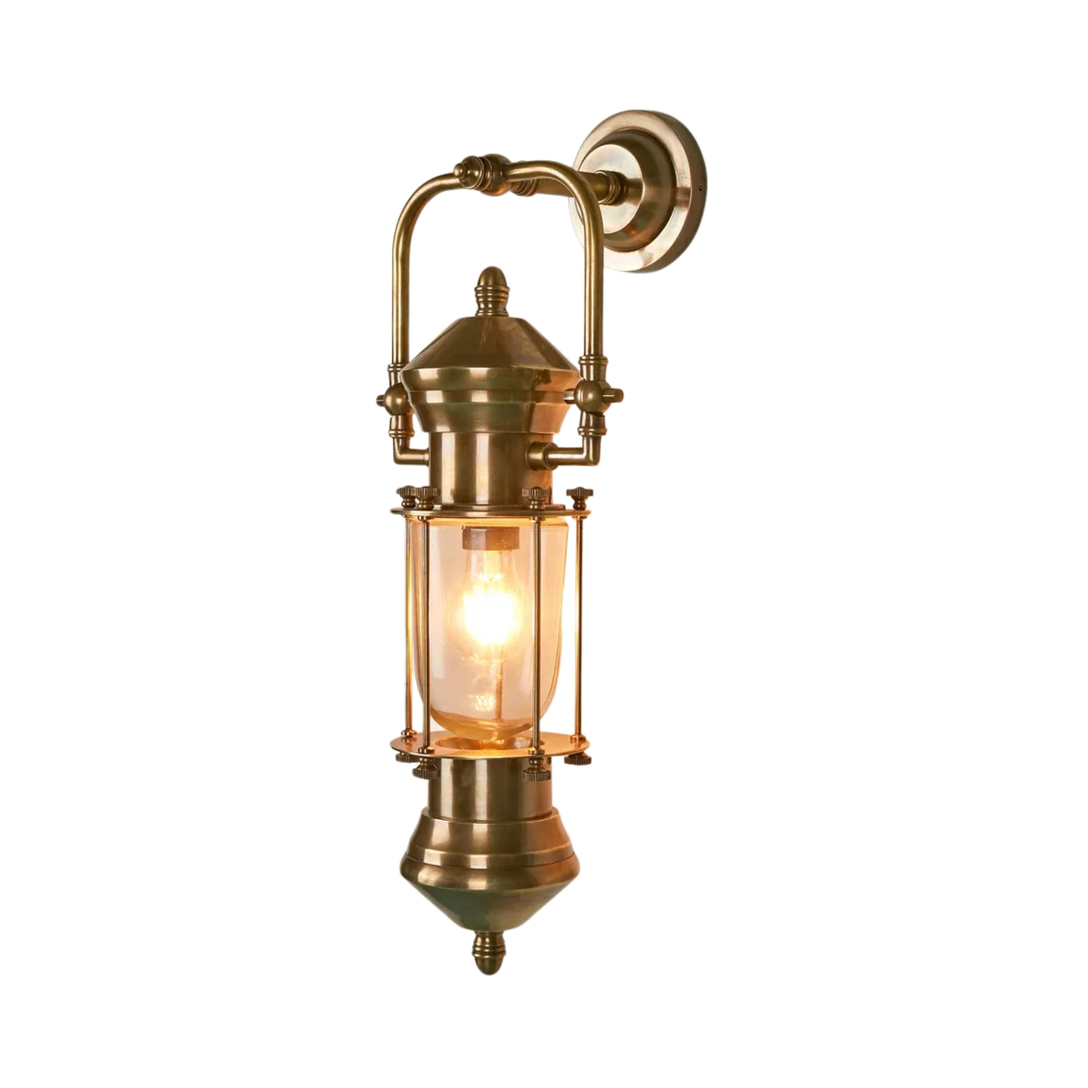 Lazarus Antique Brass Outdoor Lantern Wall Light