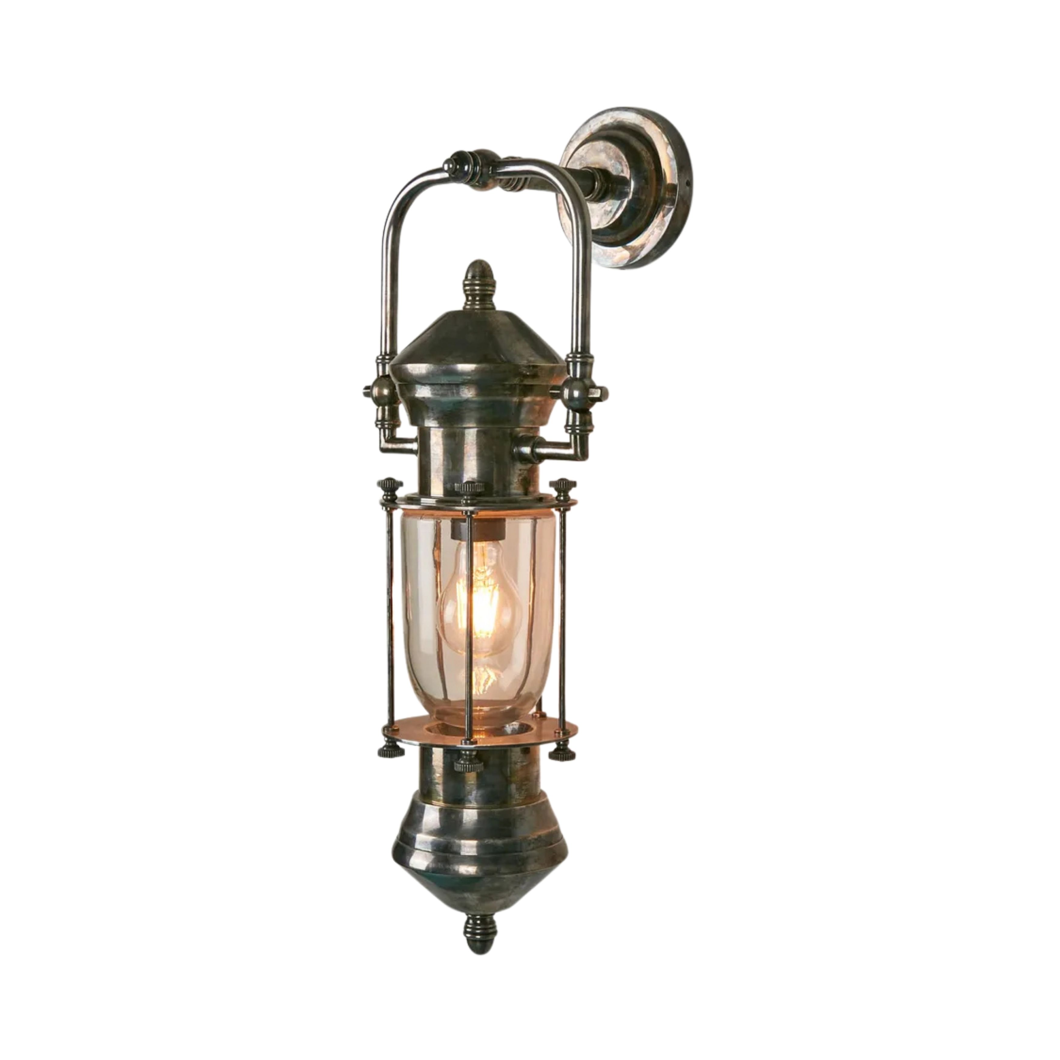 Lazarus Antique Silver Outdoor Lantern Wall Light