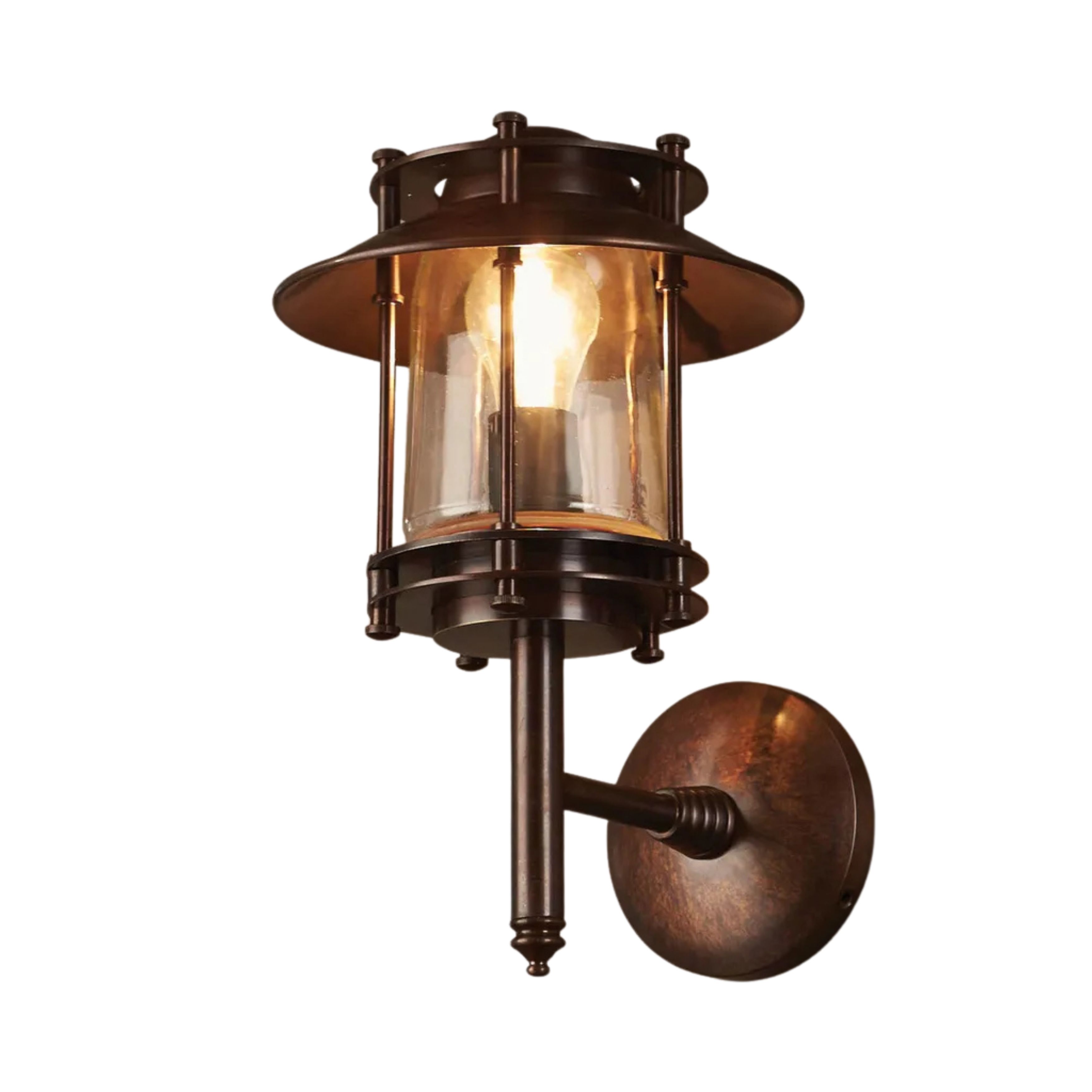 Tanner Dark Brass Glass Outdoor Wall Light