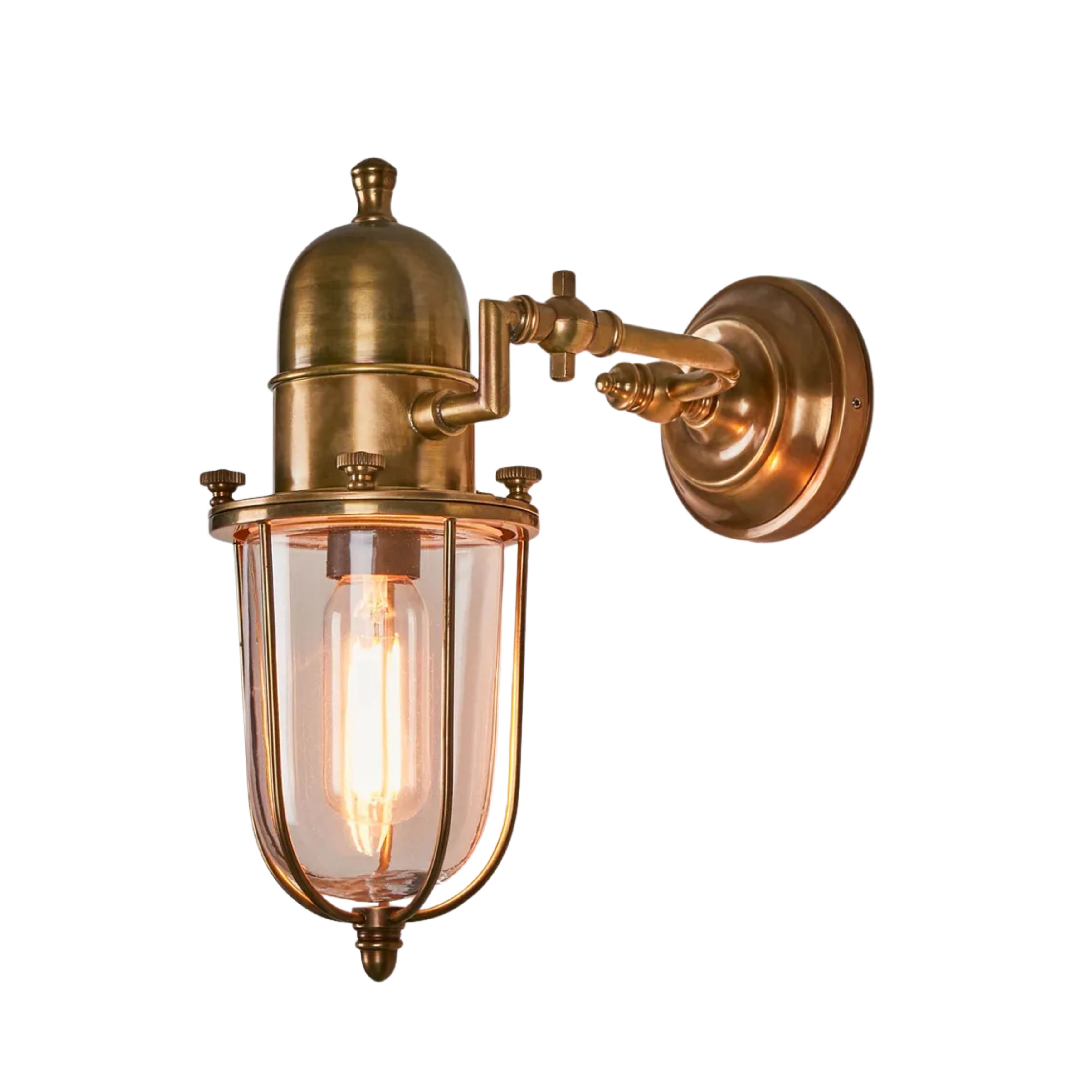 Cadwell Antique Brass Glass Outdoor Wall Light