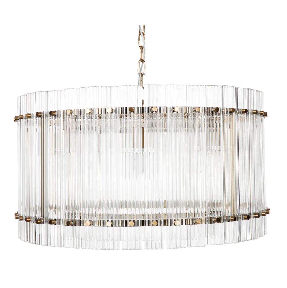 Paloma Drum Brass Clear Pendant Chandelier