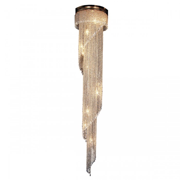 Spiral 12 Light Gold Crystal Chandelier