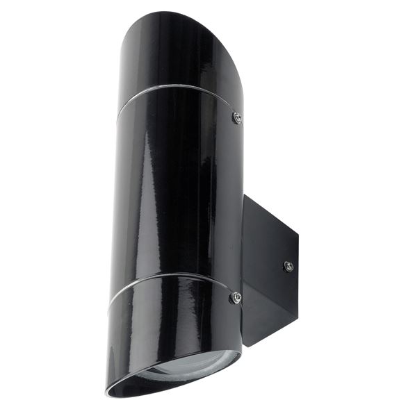 Tube Halogen Slant Edge Up/Down Outdoor Wall Light - Black