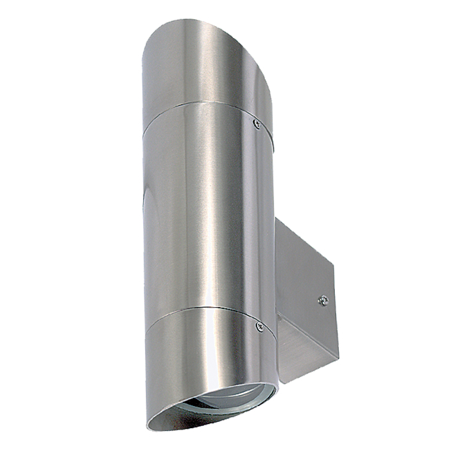 Tube Halogen Slant Edge Up/Down Outdoor Wall Light - Silver