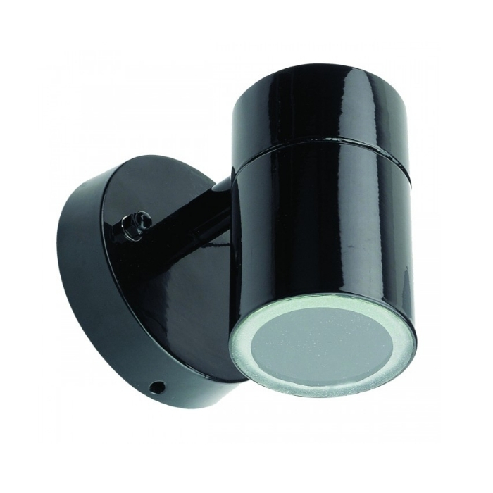 Tube Halogen Single Outdoor Wall Light - Black