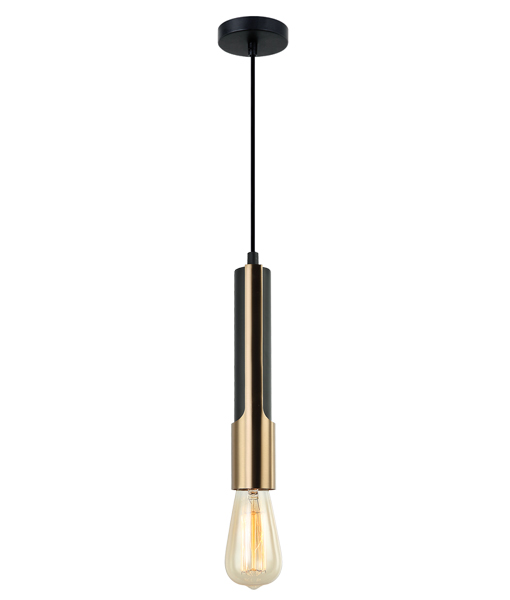 Novy Black Brass Vertical Tube Pendant Light