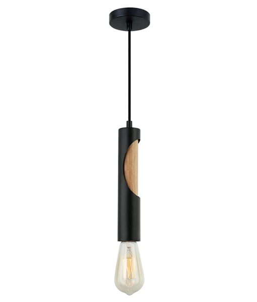 Tabor Black Wooden Pipe Pendant Light