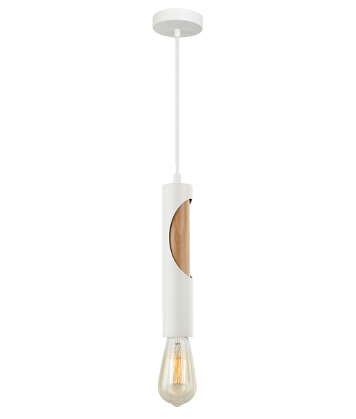 Tabor White Wooden Pipe Pendant Light