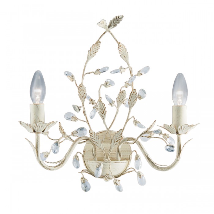 Jasmine 2 Arm Cream Crystal Wall Light