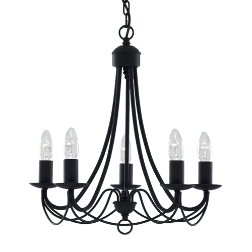 Maypole 5 Light Candelabra Black Pendant Light