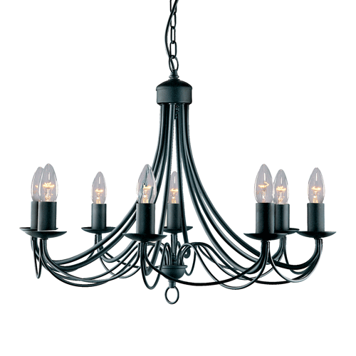 Maypole 8 Light Candelabra Black Pendant Light