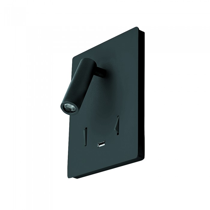 Aura Square Black Spot Bedside Wall Light