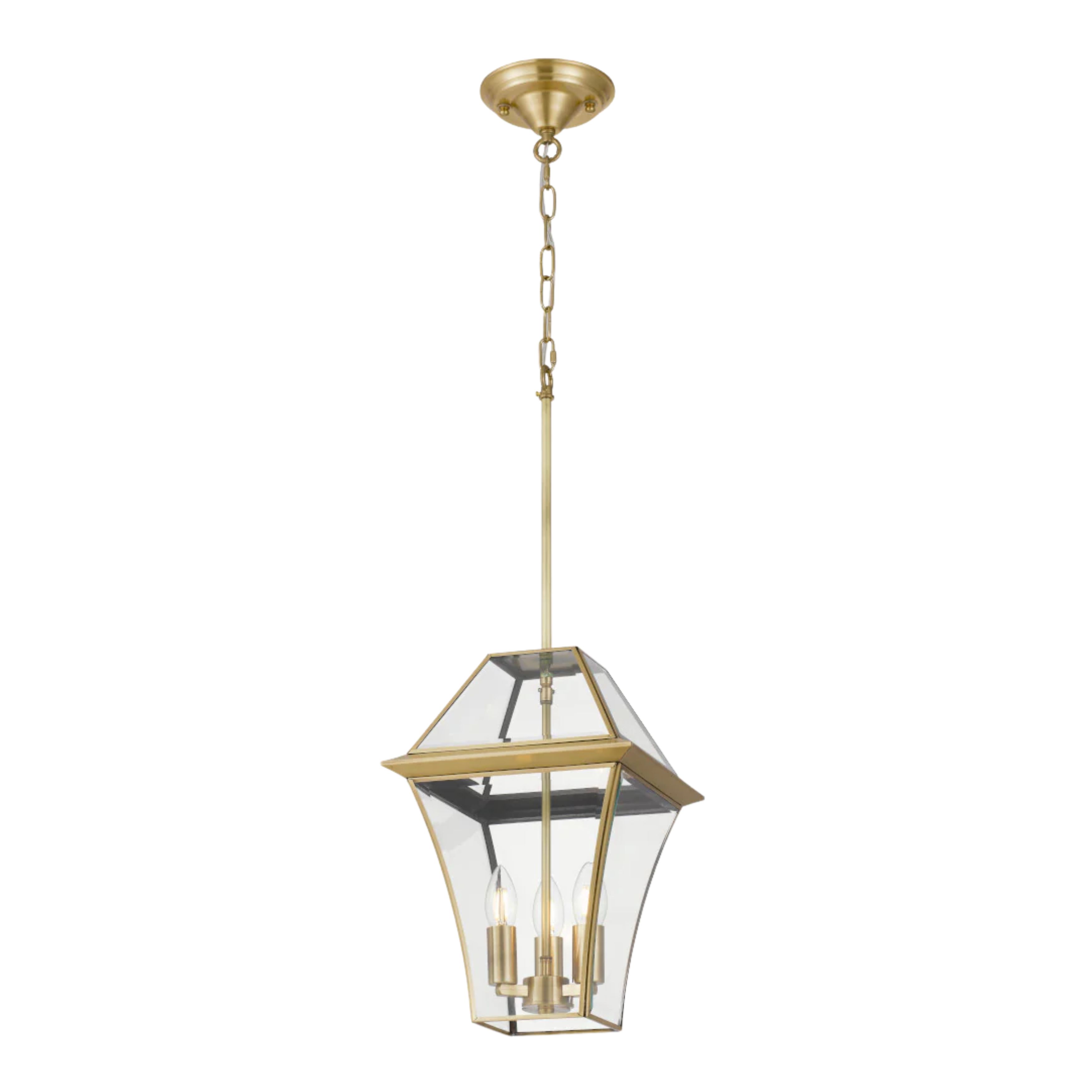 Classic Boston Antique Brass Rod and Chain Pendant Light
