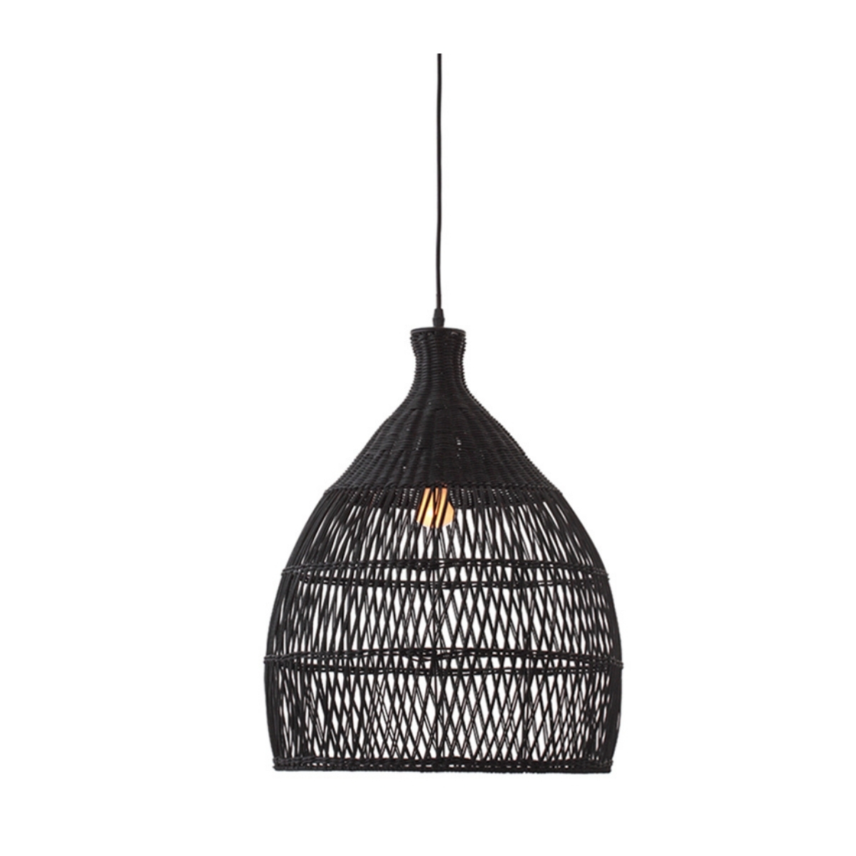 Shanen Black Rattan Pendant Light