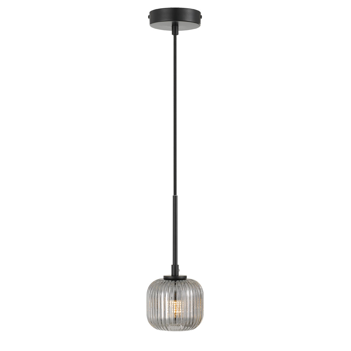 Blaise Ribbed Glass Black Smoke Pendant Light