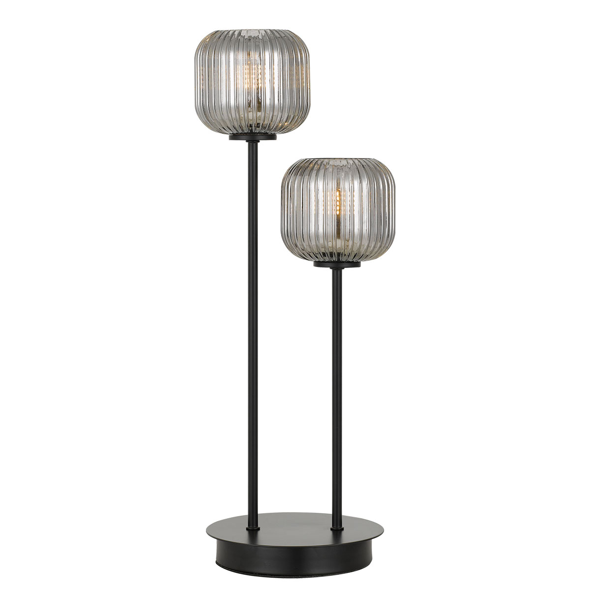 Blaise 2 Light Ribbed Black Smoke Table Lamp