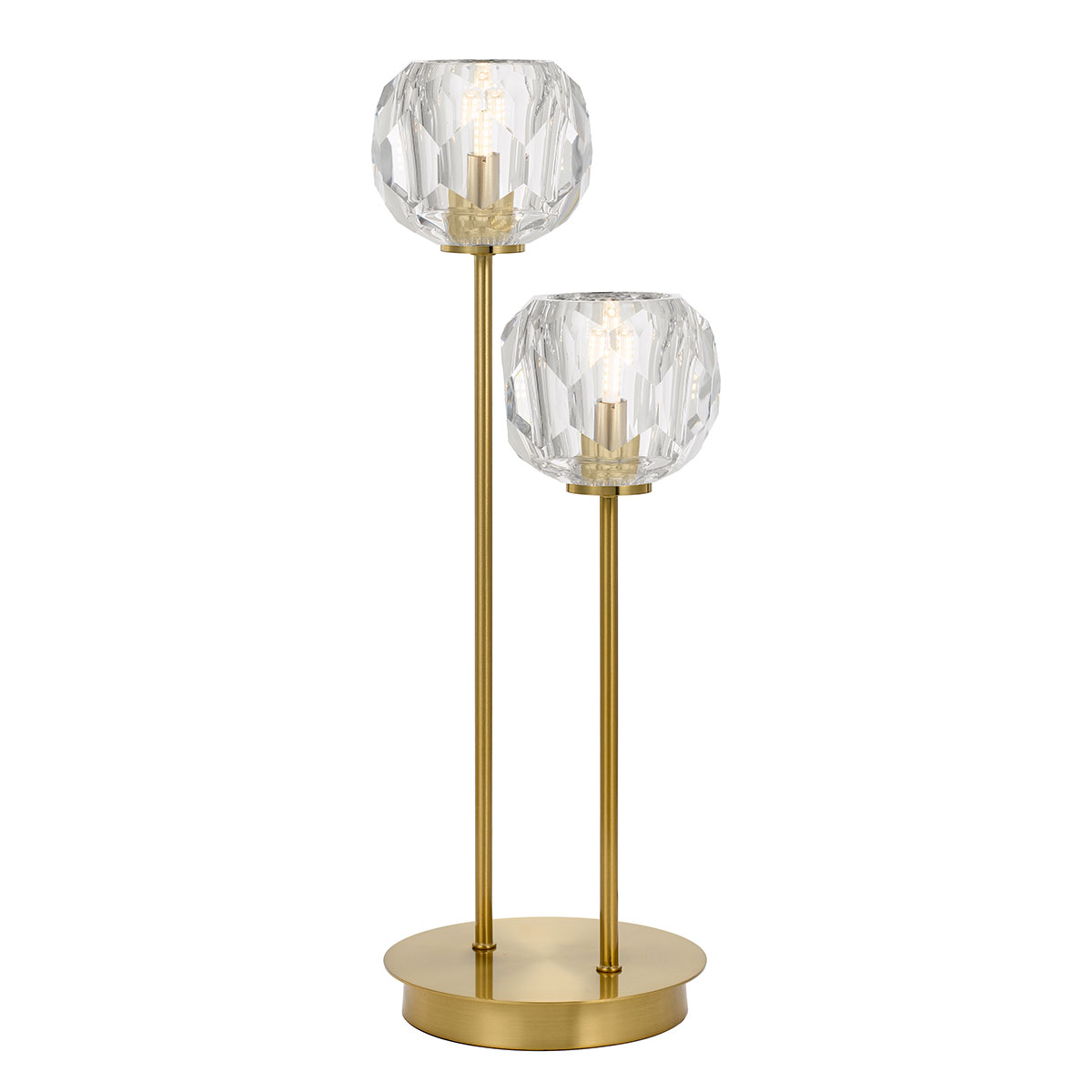 Zara 2 Light Prism Sphere Crystal Antique Gold Table Lamp