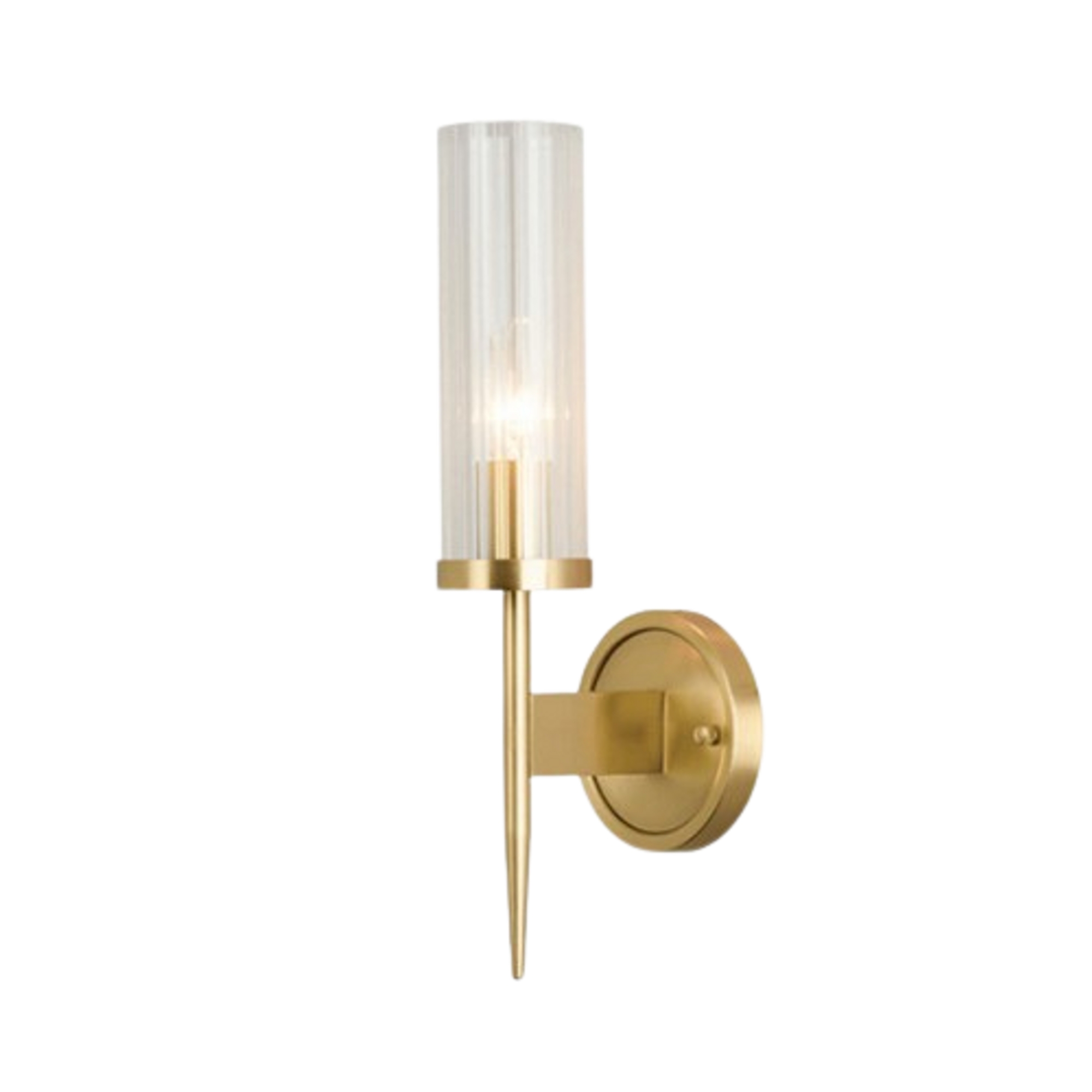 Cylindrical Single Glass Brass Wall Sconce