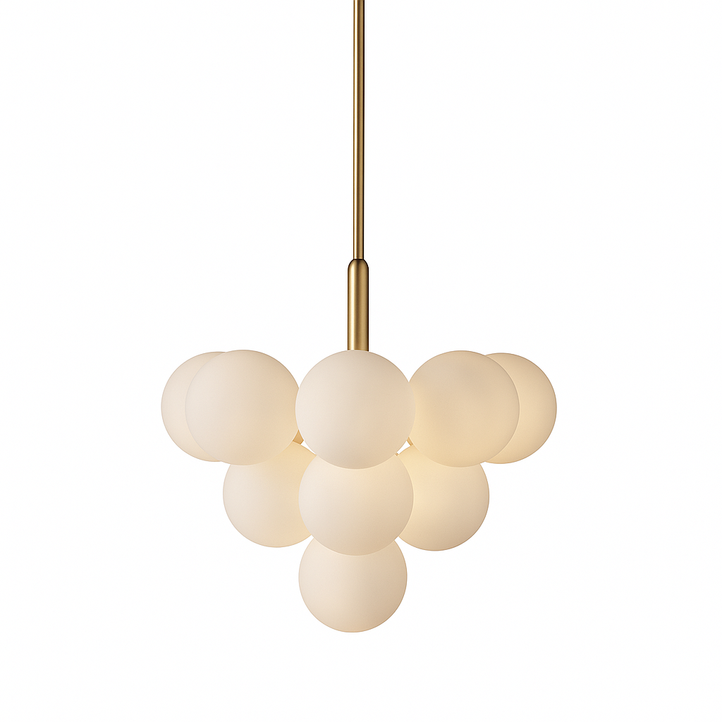 Grape 13 Light Brass Opal White Pendant Chandelier