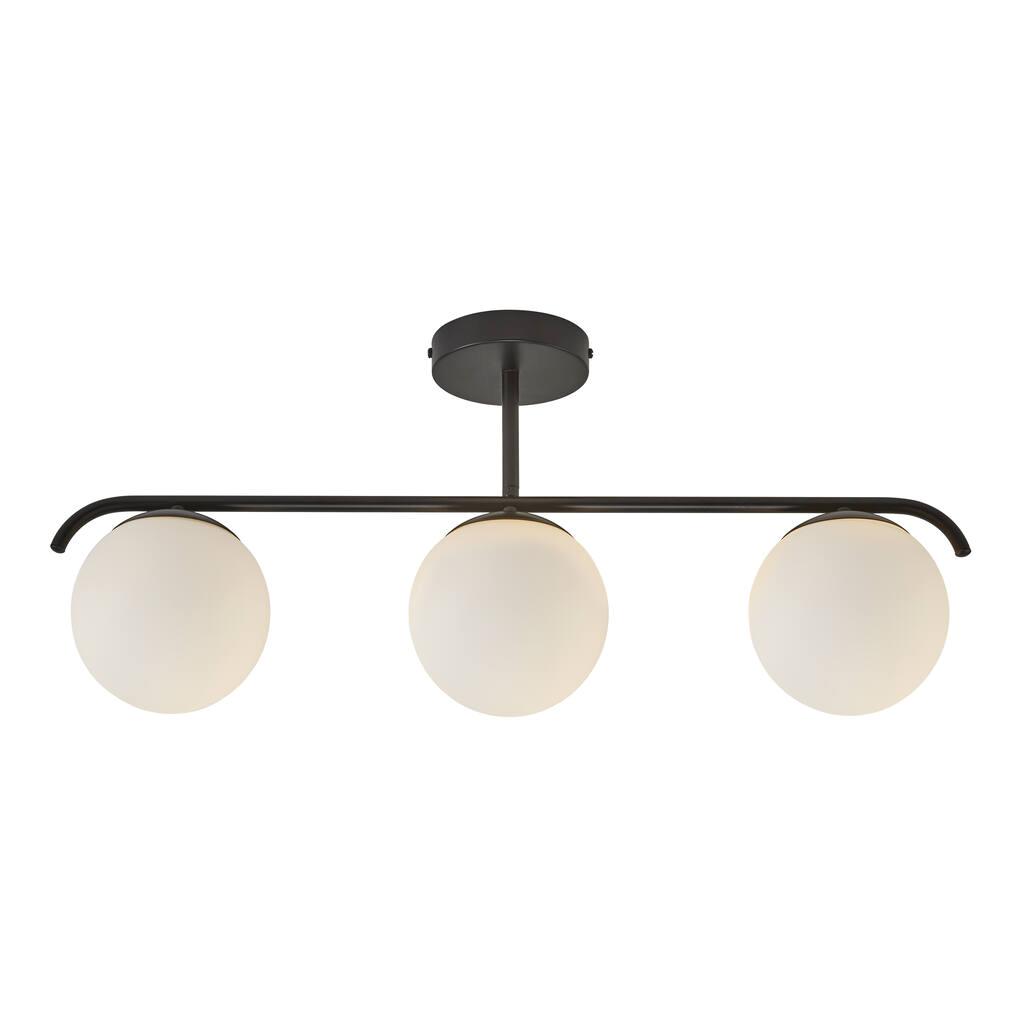 Grant 3 Light Black Opal Linear Close To Ceiling Light