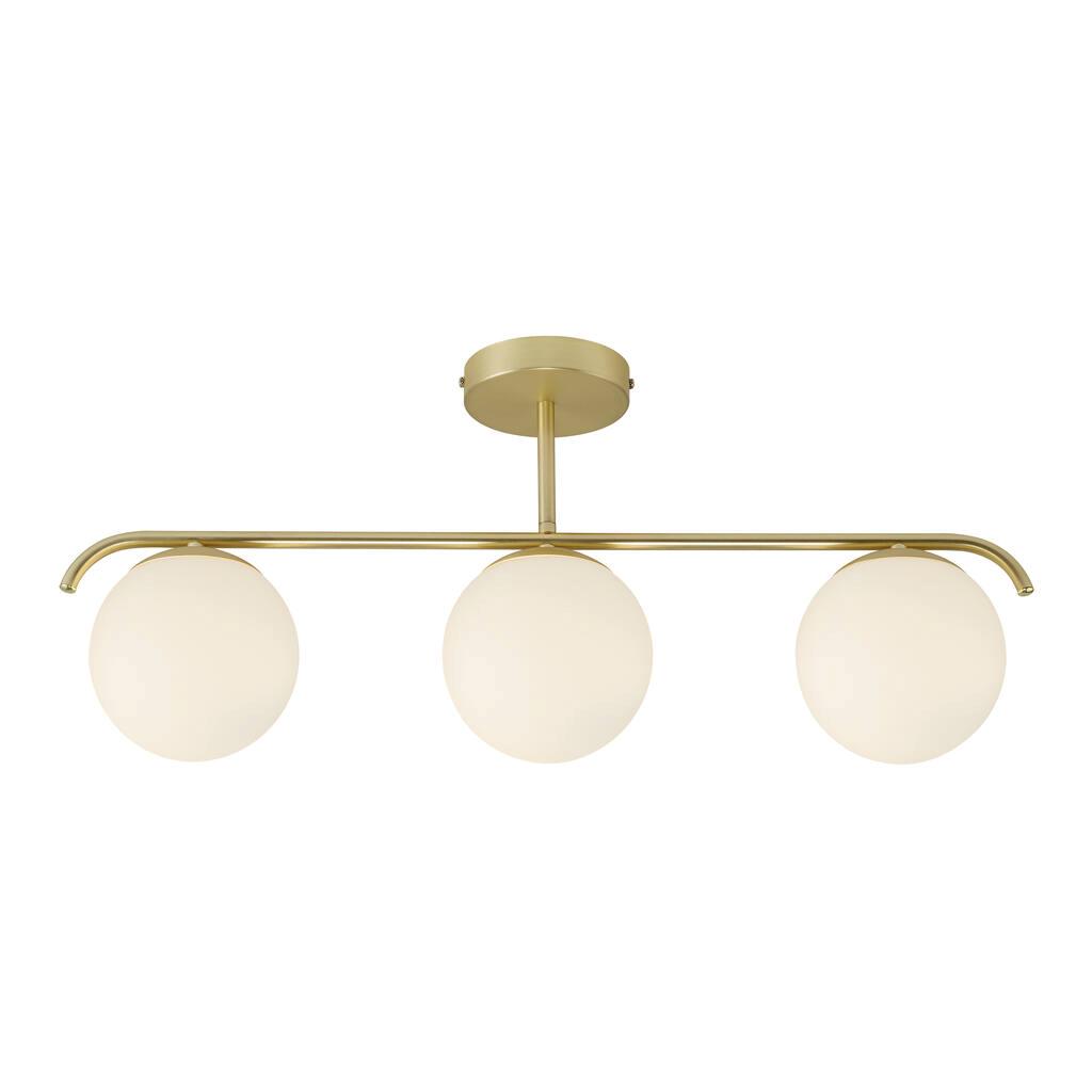 Grant 3 Light Brass Opal Linear Close To Ceiling Light