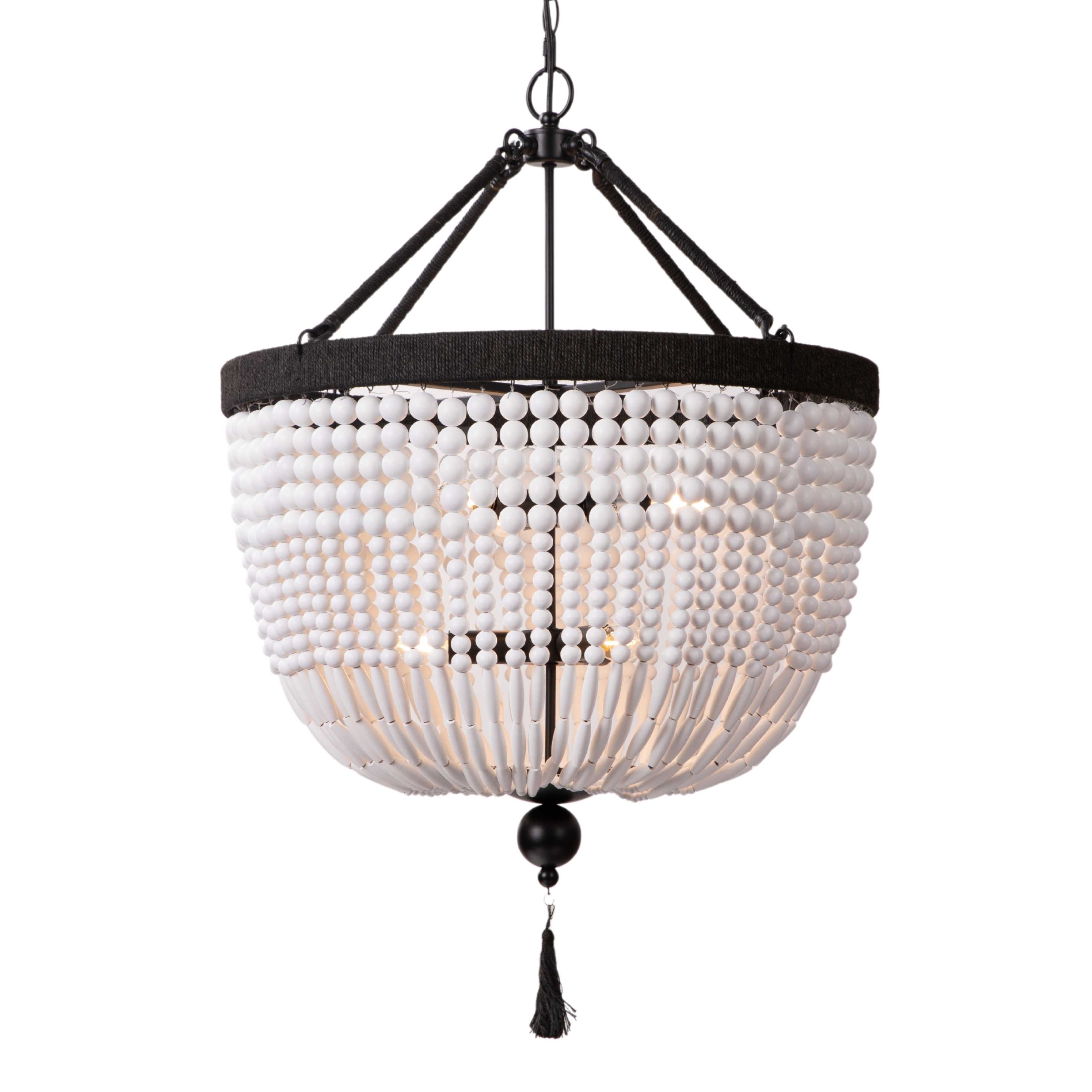 Magali White Black Beaded Chandelier