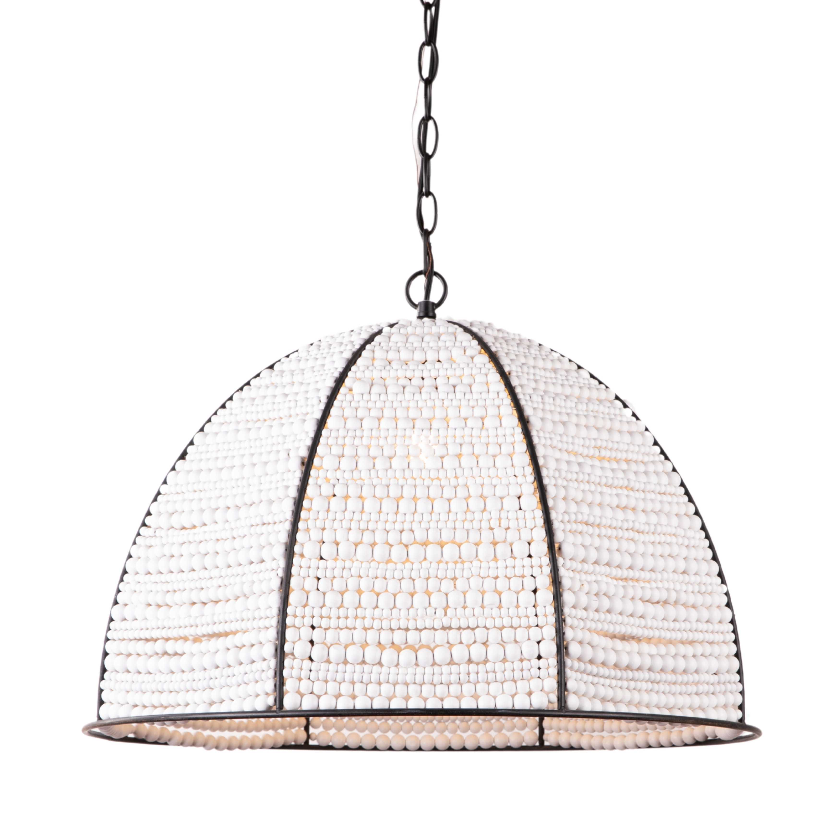 Sevrin Dome White Black Beaded Pendant Light