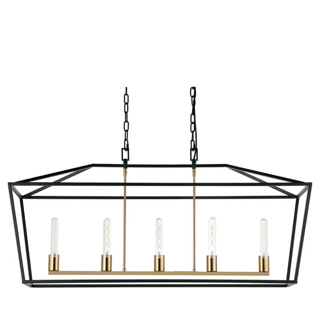 Linus 5 Light Black Gold Linear Pendant Light
