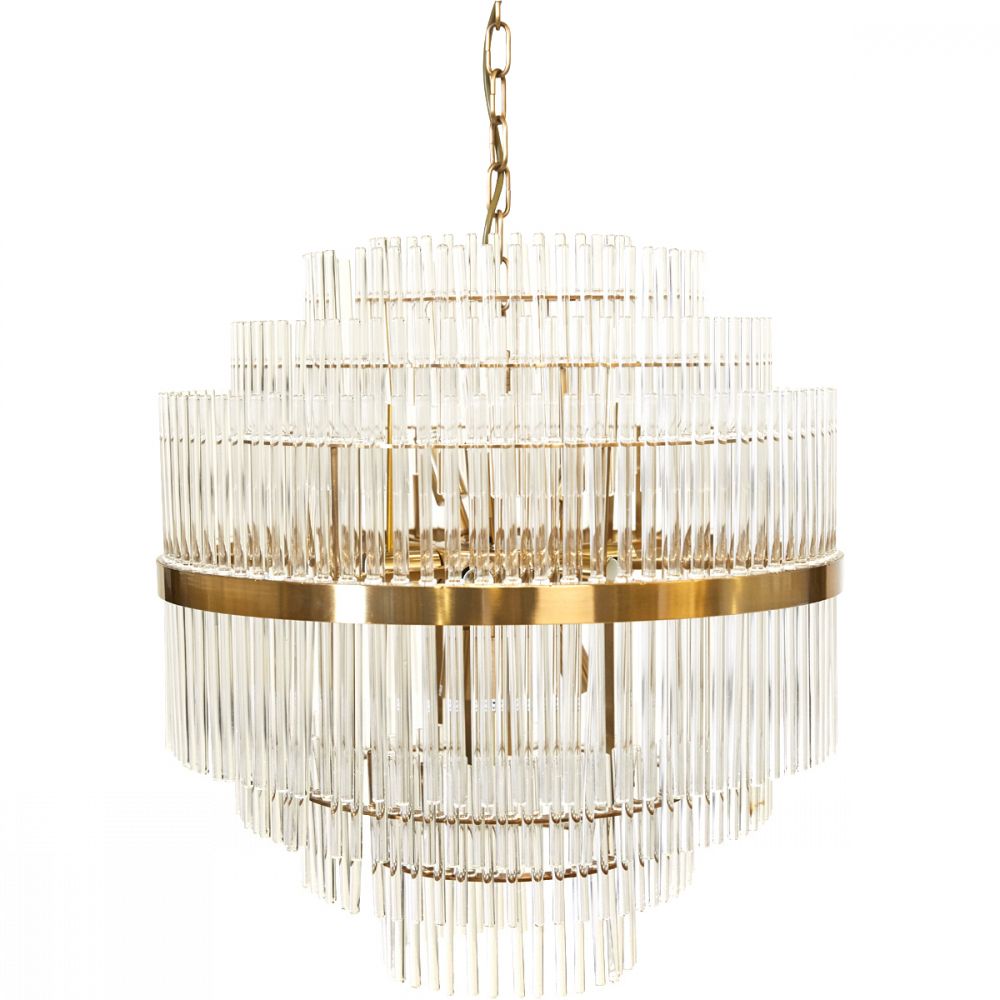 Leonard Tiered Brass Glass Pendant Chandelier