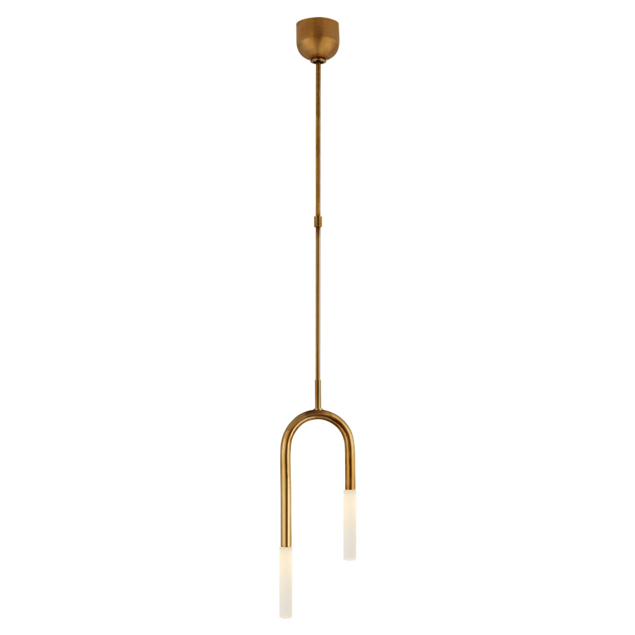 Rousseau Small Asymmetric Etched Crystal Antique Brass Pendant Light