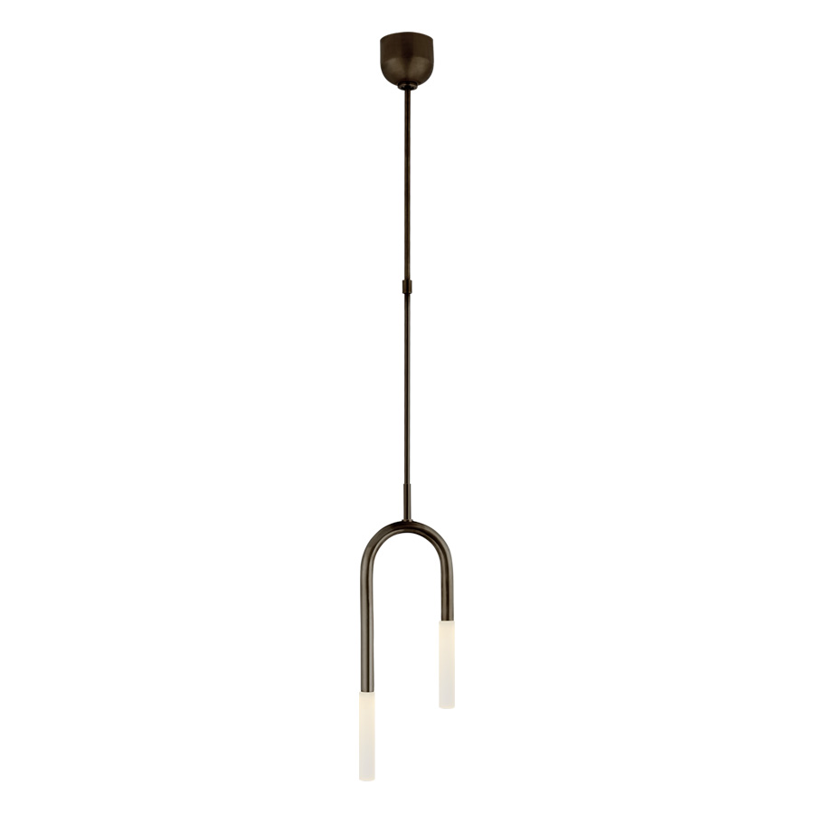 Rousseau Small Asymmetric Etched Crystal Bronze Pendant Light