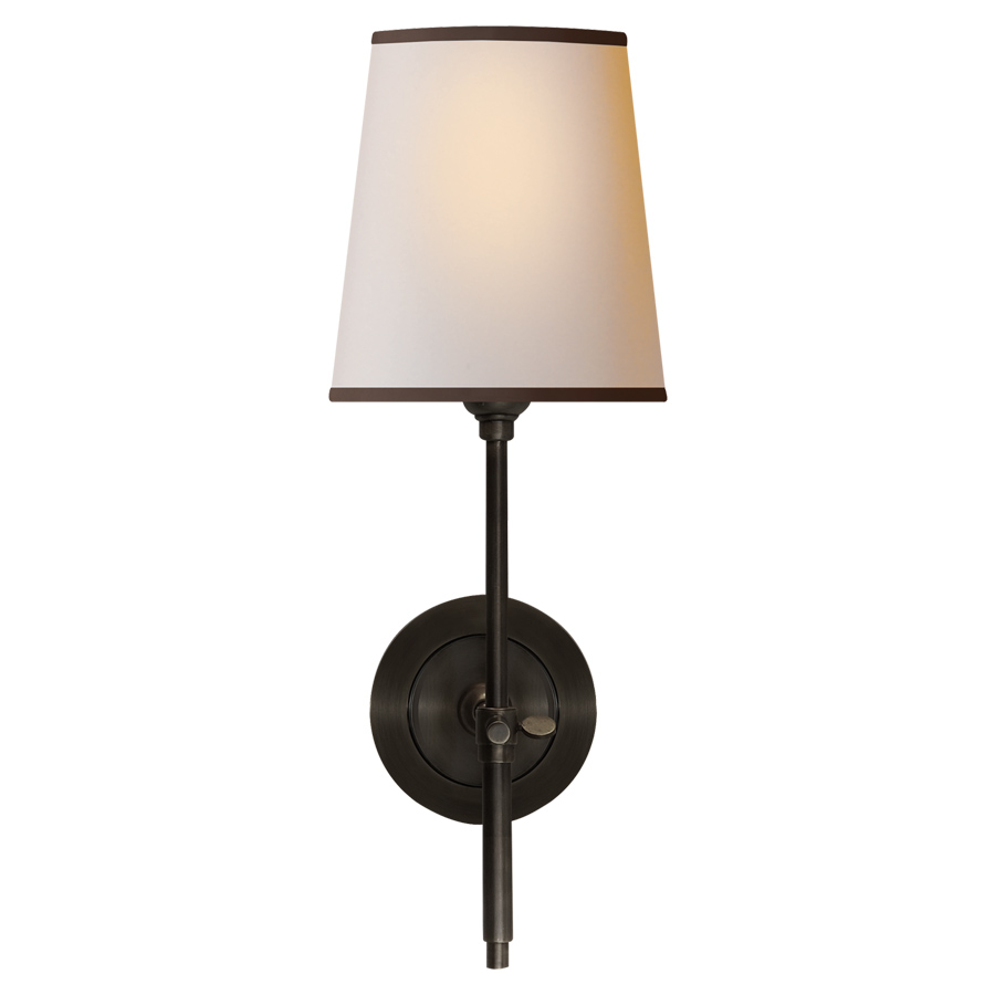 Bryant Bronze with Linen Shade and Black Tape Wall Sconce