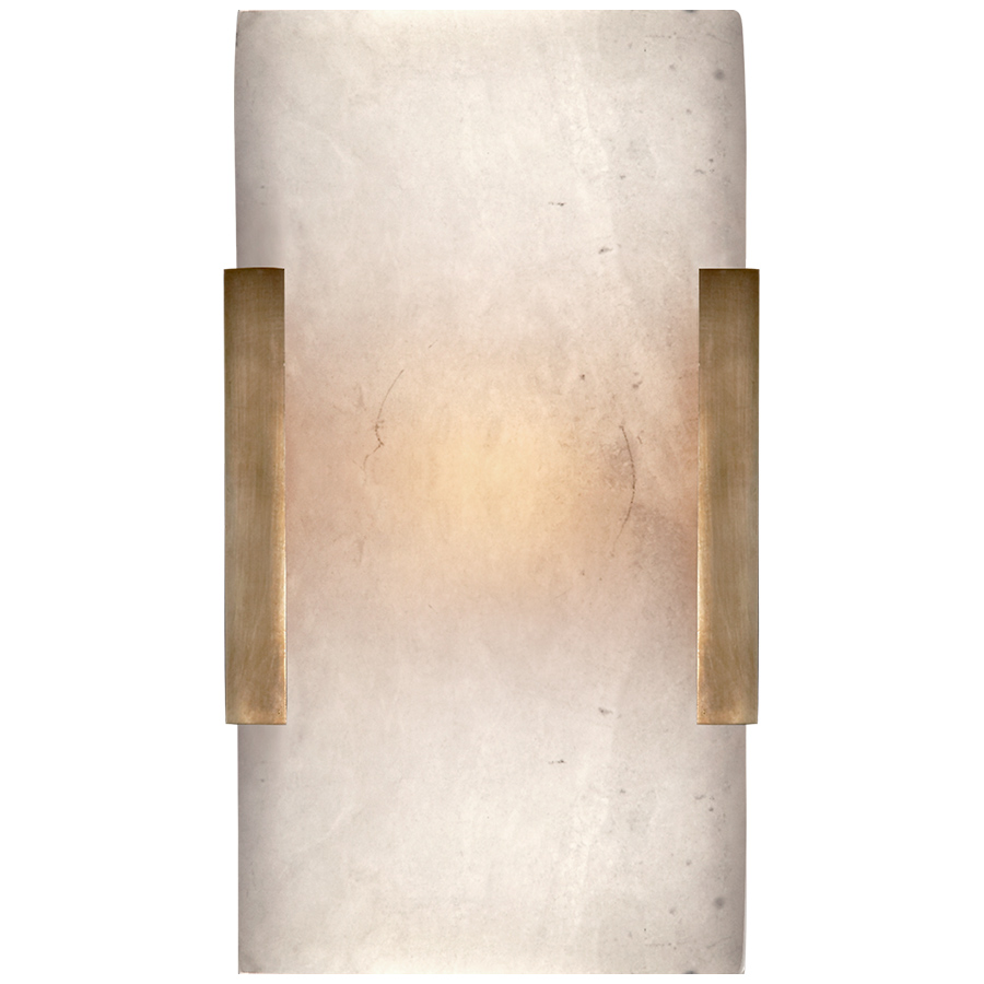 Covet Wide Antique Brass Clip Bath Wall Sconce