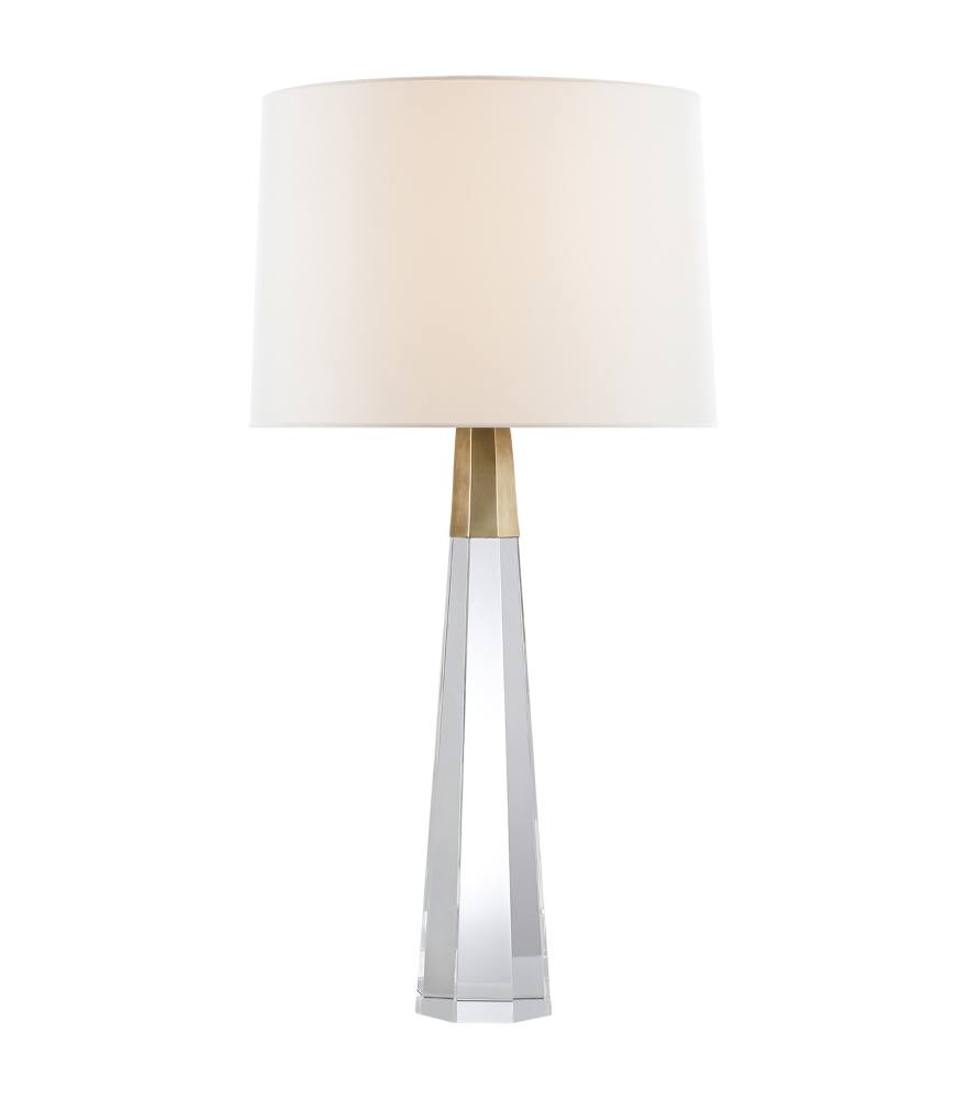 Olsen Hexagonal Crystal Base and Antique Brass Table Lamp