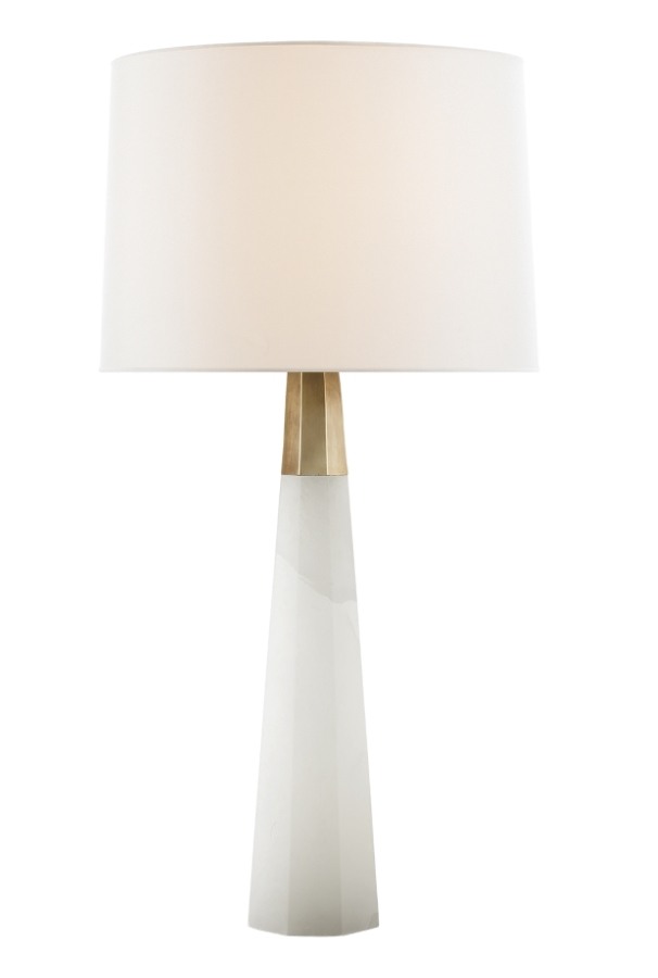 Olsen Hexagonal Alabaster Base and Antique Brass Table Lamp