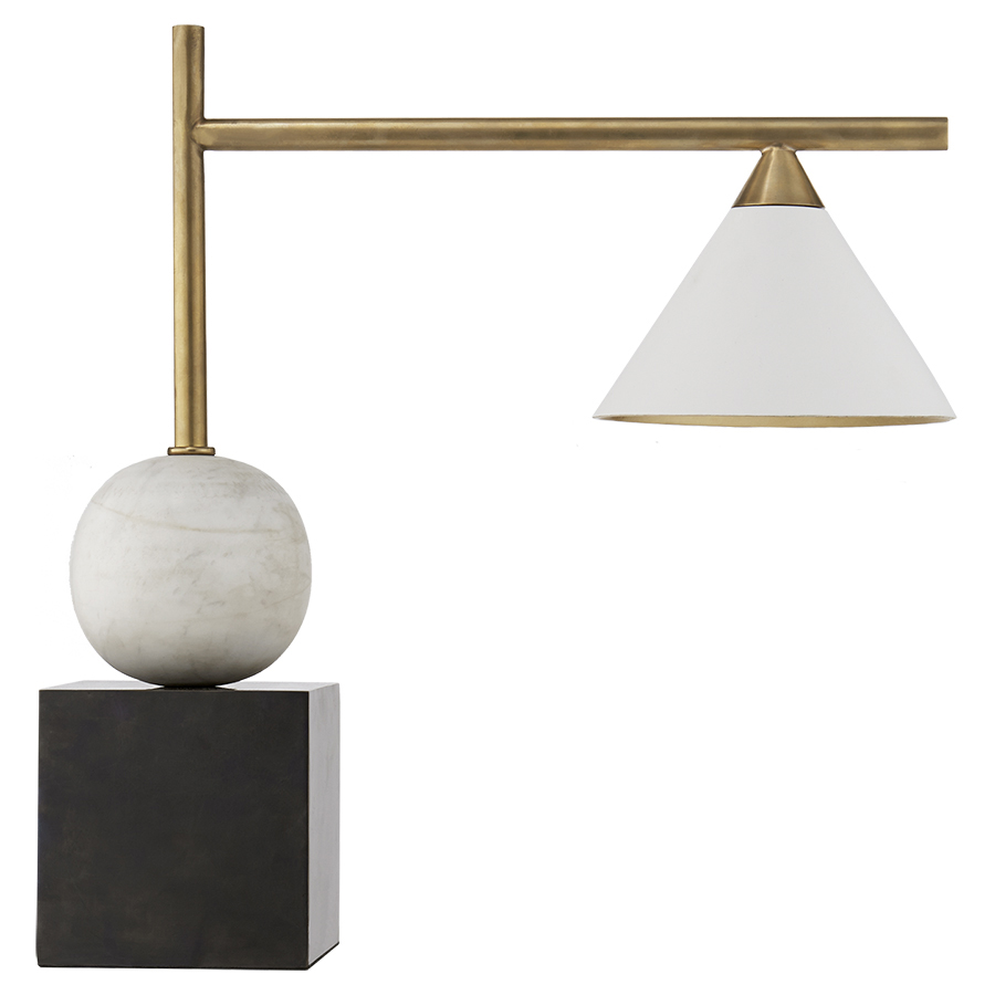 Cleo Geometric Bronze and Antique Brass Desk Lamp