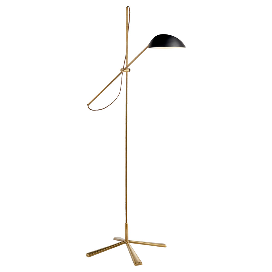 Graphic Black Antique Brass Modern Task Floor Lamp